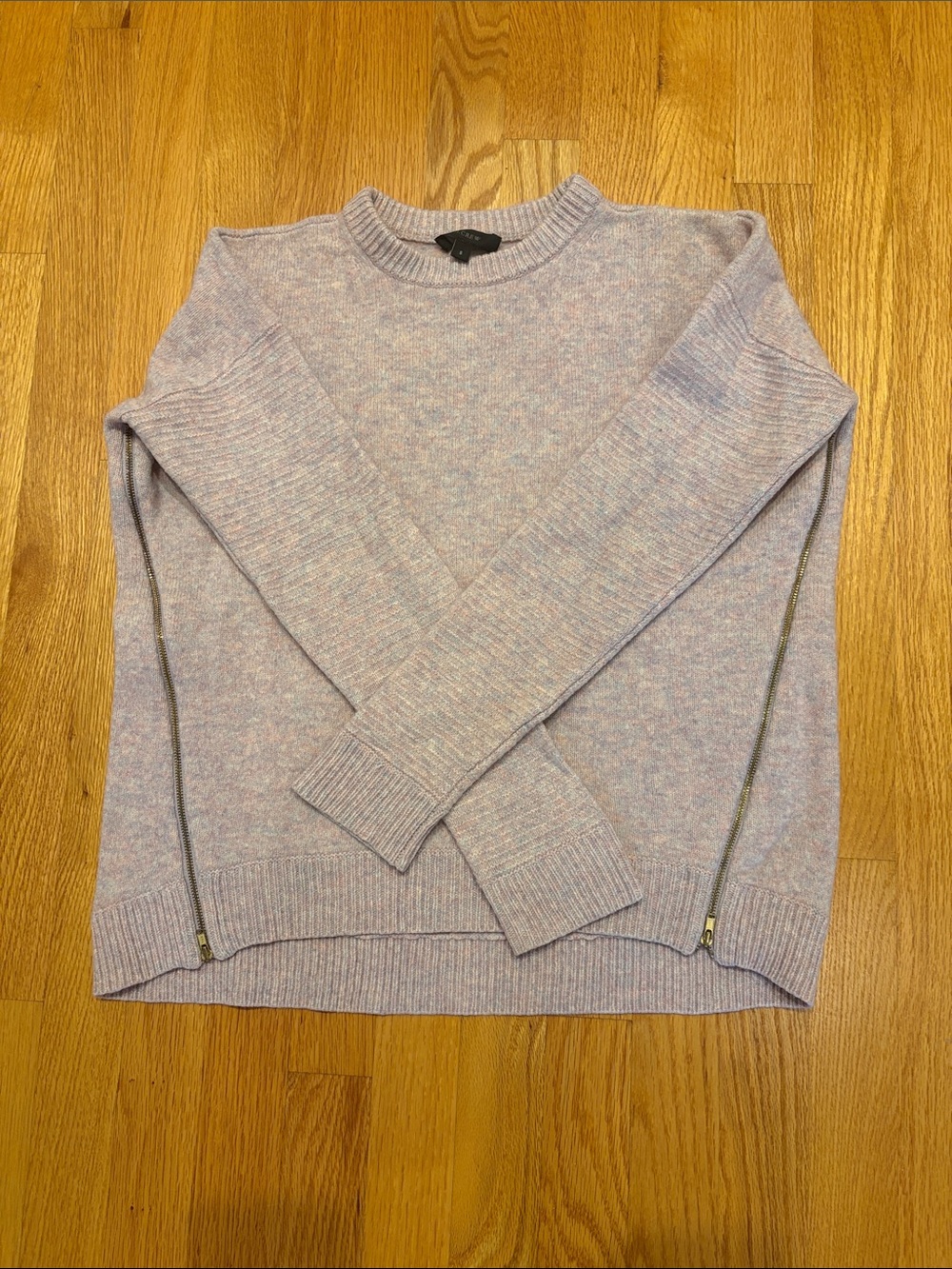 J.Crew Pink Marled Wool Crewneck Sweater with Side Zips